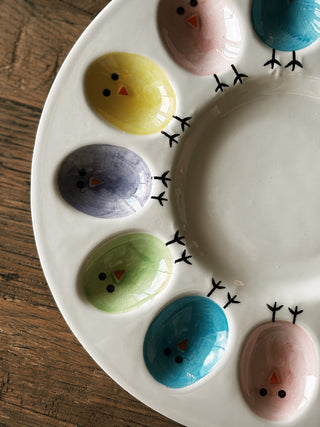 Easter Chick Ceramic Deviled Egg Plate