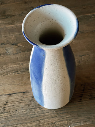 Blue Ceramic Striped Vase