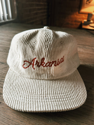 Arkansas Corduroy Dad Hat: Cream