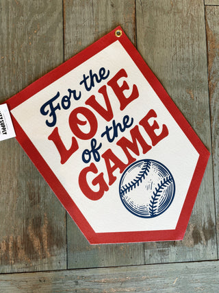 Love of the Game Baseball Felt Camp Flag: Red