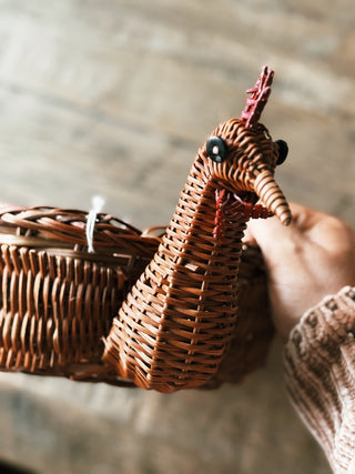 Woven Fern Chicken Shaped Basket