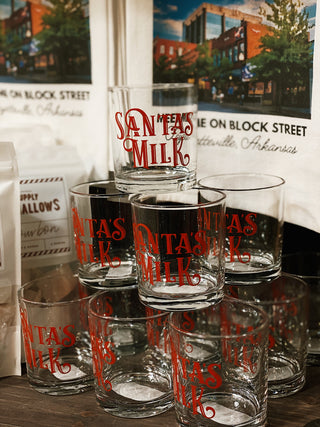 Santa's Milk Christmas Bourbon Whiskey Rocks Glass