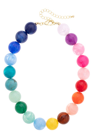 Gumball Beaded Necklace in Rainbow Multi