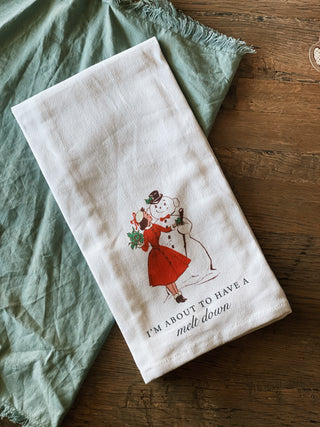 About To Have A Melt Down Funny Christmas Tea Towel