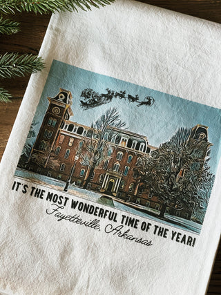 Snowy Old Main Tea Towel