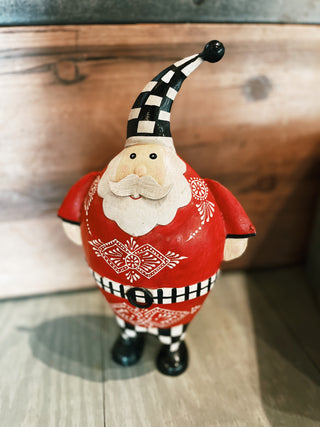 Metal Santa with Checkered Detail - Small