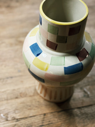 Checkered Stoneware Vase