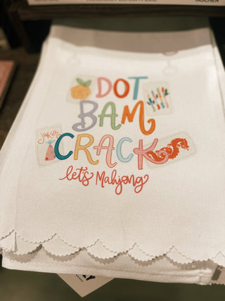 Dot Bam Crack Mahjong Scalloped Tea Towel