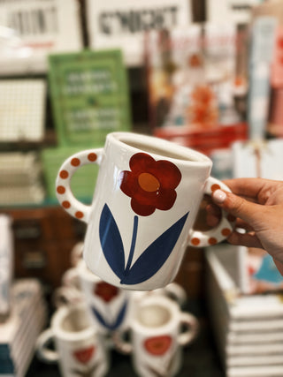 Ceramic Double Handle Vases with Flower Detail (PICK-UP ONLY)