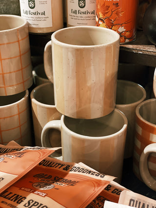 Hand-Painted Stoneware Mug w/ Pattern