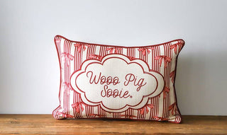 Wooo Pig Sooie Bow Pattern Piped Pillow