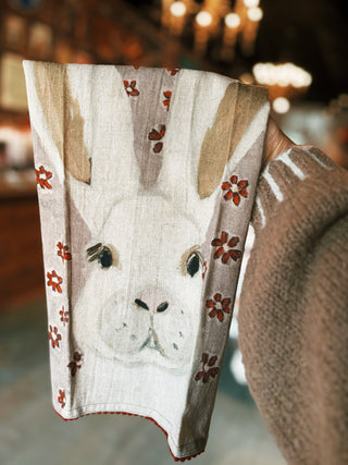 Floral Bunny Tea Towel