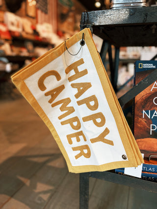 Happy Camper Embroidered Canvas Banner
