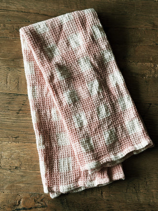 Pink Gingham Cotton Weave Tea Towel