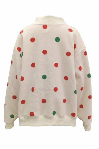 BUCKETLIST INC - IT2594E-JOY | 'JOY' Applique Patch Polka-Dot Sweatshirt: Cream / S/M-L/XL (3-3)