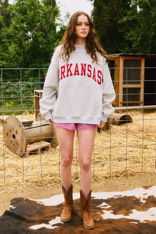 Arkansas & AR Print Reversible Mockneck Sweatshirt: Heather grey