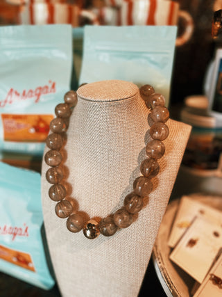 Smokey Taupe Beaded Necklace