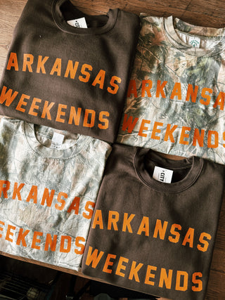 Arkansas Weekends Sweatshirt- Brown