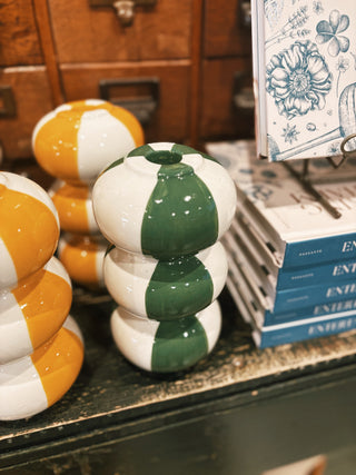 Ceramic Striped Taper Candle Holders (PICK-UP ONLY)