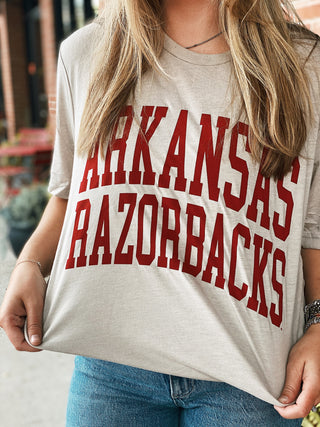 Arkansas Razorbacks Logo T-Shirt- Tan