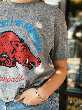 Razorbacks 1970's Shadow Vault Tee- Grey