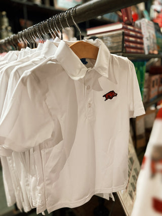 Arkansas Razorbacks Embroidered White Polo Shirt
