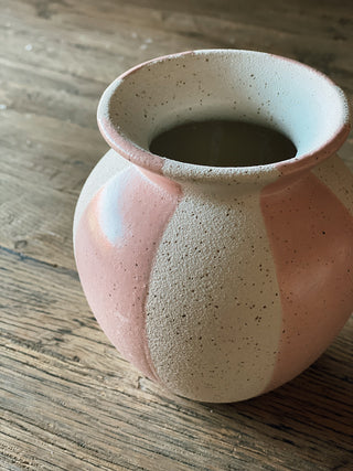 Pink Ceramic Striped Vase