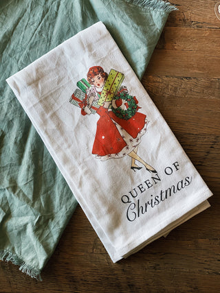 Queen of Christmas Christmas Tea Towel