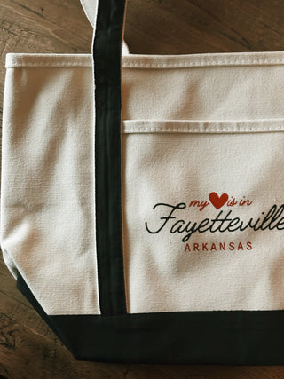 My Heart is in Fayetteville AR Canvas Tote