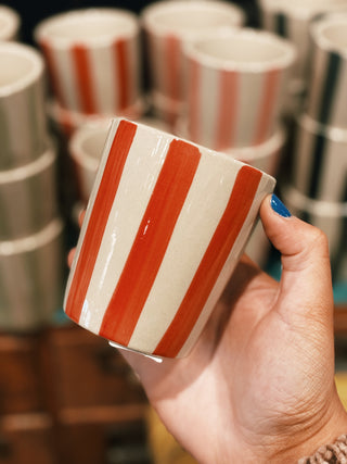 Red Hand Painted Stoneware Cup