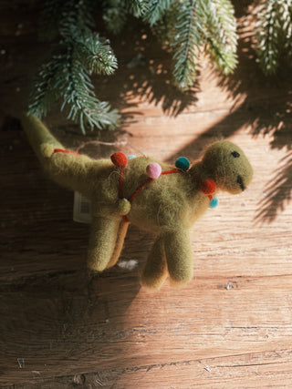 Wool Felt Dinosaur Ornament w/ Seasonal Accessories