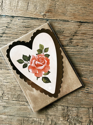 Pink Rose Heart Specialty Valentine Greeting Card