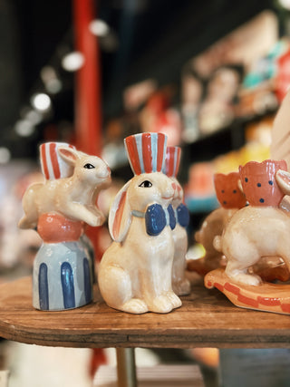 Ceramic Bunny Taper Candle Holders