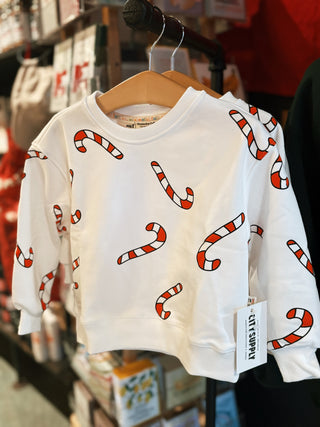 Candy Cane Oversized Drop Shoulder Kids Sweatshirt