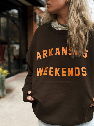 Arkansas Weekends Sweatshirt- Brown