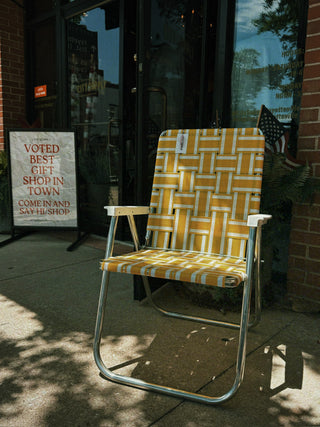 Yellow and White Stripe Classic Chair