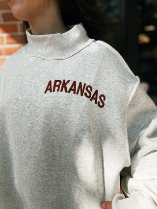 Embroidered Arkansas Mock Neck