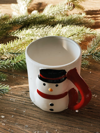 Stoneware Holiday Mug w/ Shaped Handle