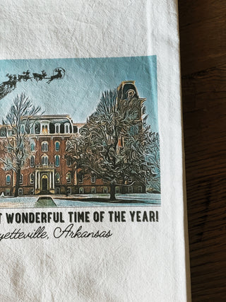 Snowy Old Main Tea Towel