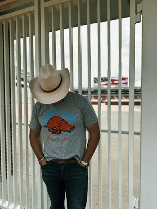 Razorbacks 1970's Shadow Vault Tee- Grey