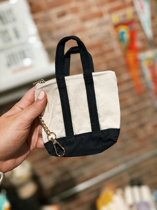 Navy Key Charm Coin Purse- Micro Mini
