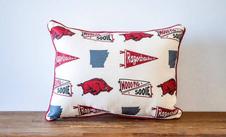 Arkansas Pennant Pattern Piped Pillow