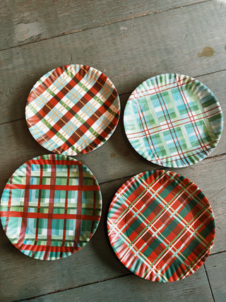 Set of 4 Plaid Plates