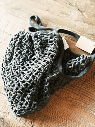 Navy Crocheted Tote Bag