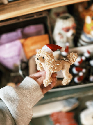 Dog with Santa Hat Ornament