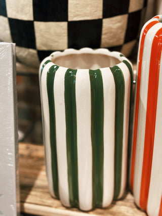 Green Striped Vase