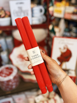 Fluted Taper Candle Pair- Cherry