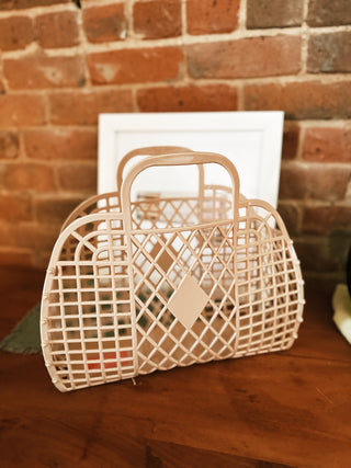 Retro Basket Jelly Large Bag - Latte