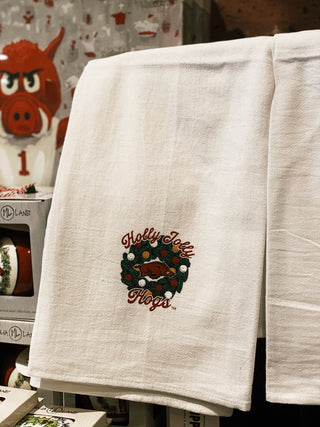 Holly Jolly Hogs Tea Towel