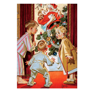 Mommy Kissing Santa Claus - Christmas Greeting Card